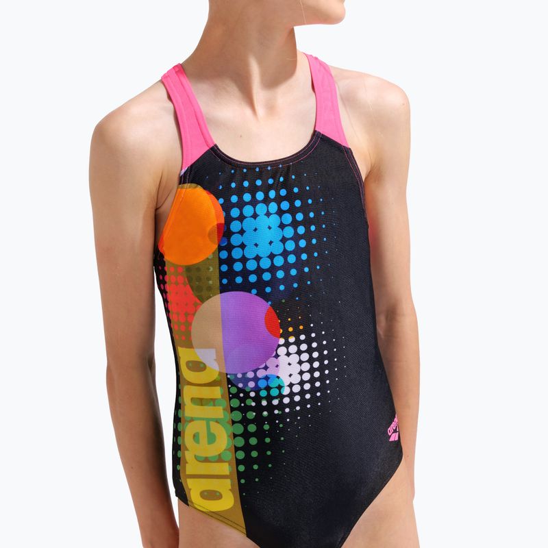 Costume da bagno intero per bambini arena Dots Swim Pro Back black multi/black/shocking pink 8