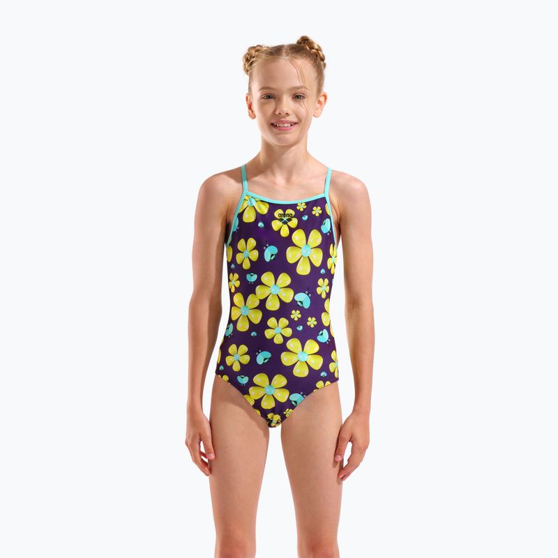 Costume da bagno intero per bambini arena Spring Lightdrop Back plum multi/water 5