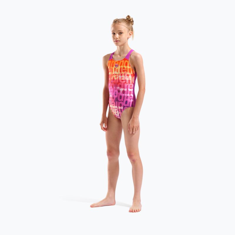 Costume da bagno intero per bambini arena Multi Colours V Back pink multi/very fuchsia 6