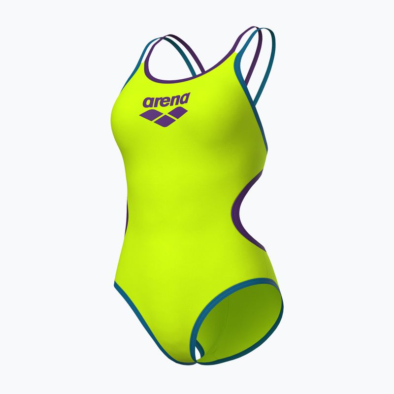 Costume da bagno intero donna arena One Double Cross Back One Piece artic lime/plum/blue cosmo 3