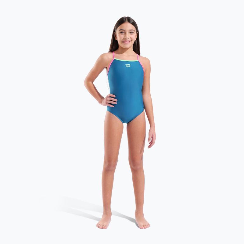 Costume da bagno intero bambino arena Light Drop Solid deep teel/shocking pink/verbena 6
