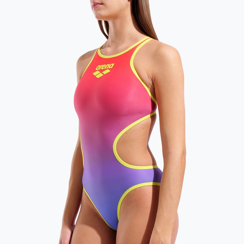 Costume da bagno intero donna arena One Shaded Print Tech One Back bright coral royal multi/soft green 8