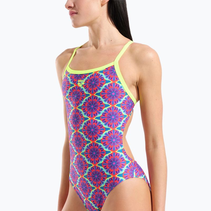 Costume da bagno intero donna arena Floral Challange Back violet multi/artic lime 4
