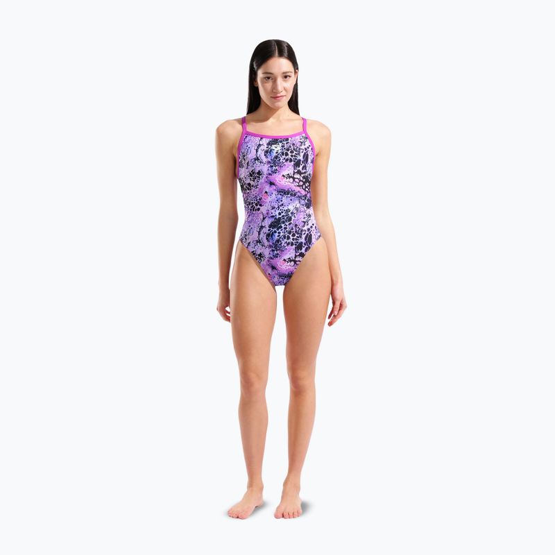 Costume da bagno intero donna arena Earth View Xcriss Cross pink multi/very fuchsia 2