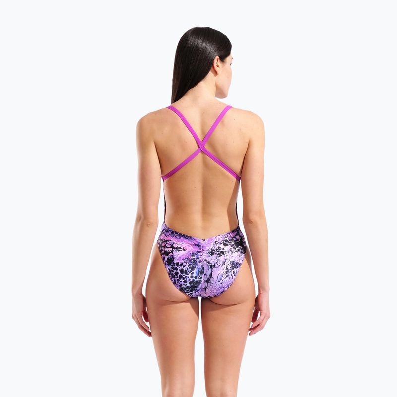 Costume da bagno intero donna arena Earth View Xcriss Cross pink multi/very fuchsia 3