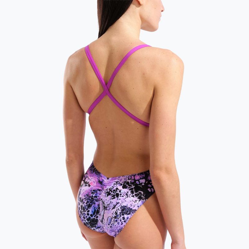 Costume da bagno intero donna arena Earth View Xcriss Cross pink multi/very fuchsia 5