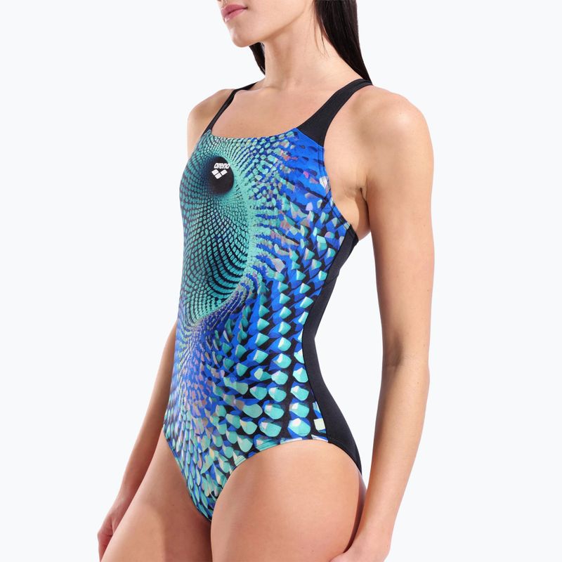 Costume da bagno intero donna arena Peacock Swim Pro Back multi green/black 4