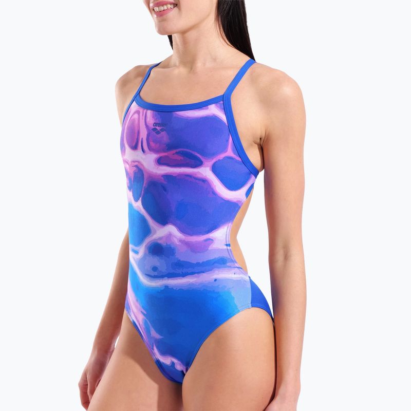 Costume da bagno intero donna arena Earth Challange Back neon blue multi/neon blue/neon blue 4