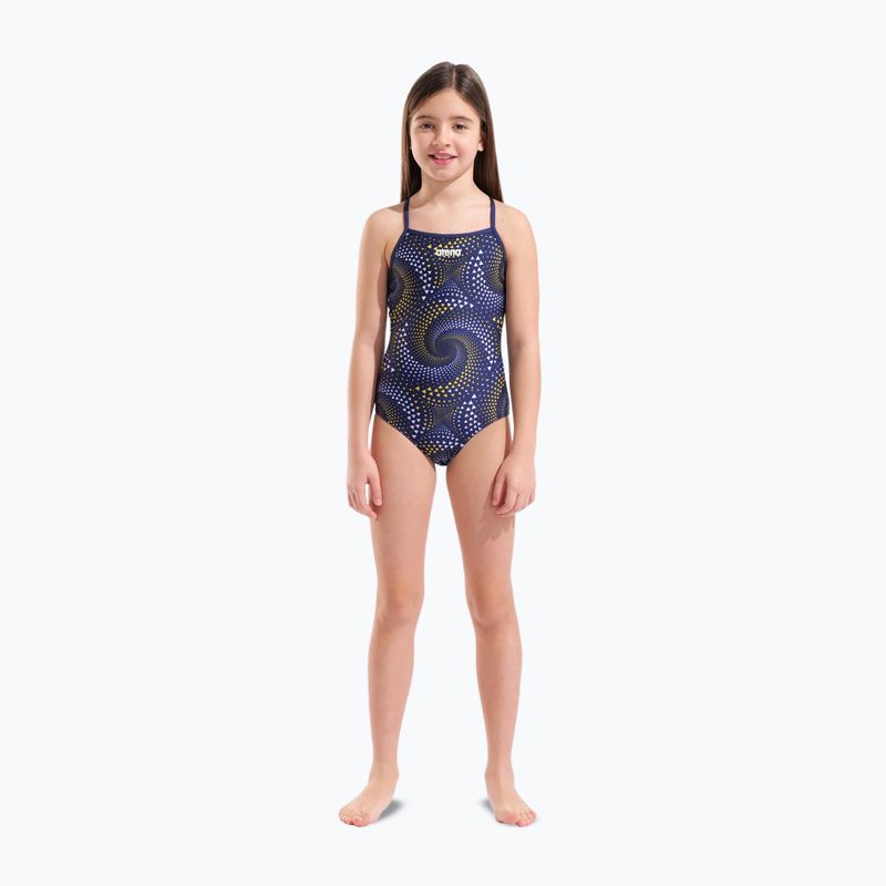 Costume da bagno intero bambino arena Fireflow Lightdrop Back navy/team navy yellow 6