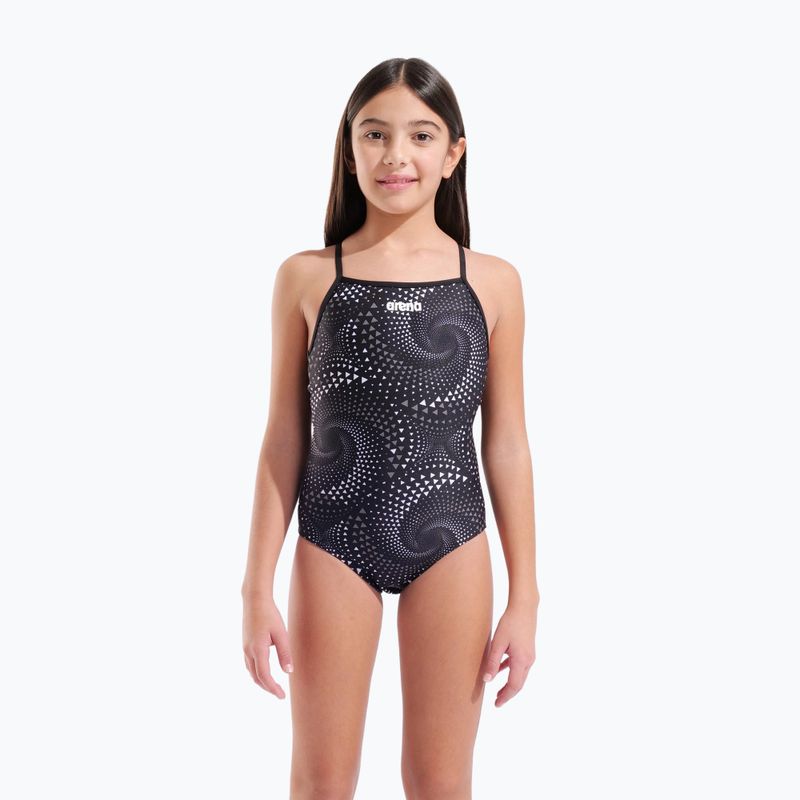 Costume da bagno intero bambino arena Fireflow Lightdrop Back black/team black 5