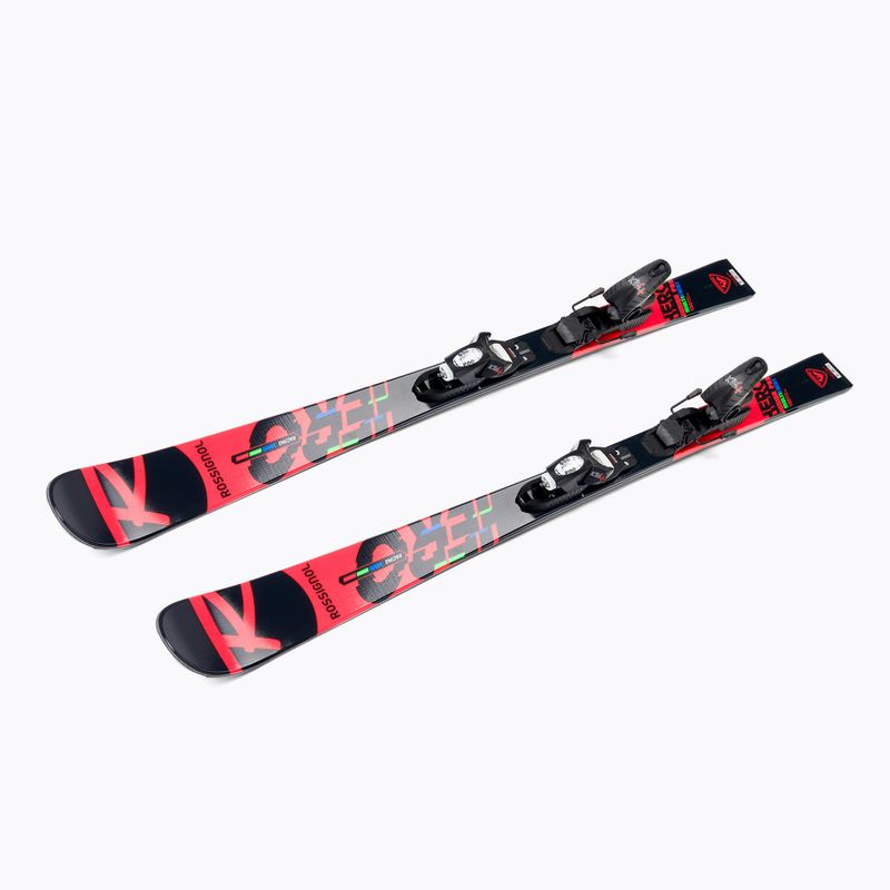 Sci da discesa per bambini Rossignol Hero JR Multi Event + attacchi KID4 nero/rosso 4
