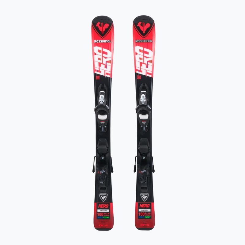 Sci da discesa per bambini Rossignol Hero 100-140 + attacchi KID 4 rosso