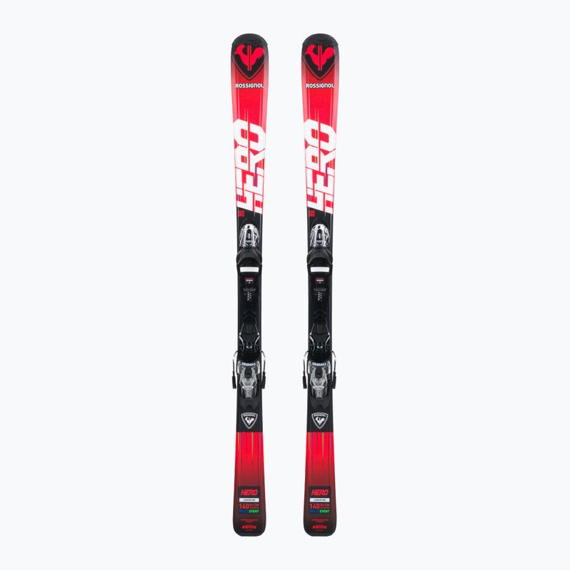 Sci da discesa per bambini Rossignol Hero 130-150 + attacchi XP7 rosso