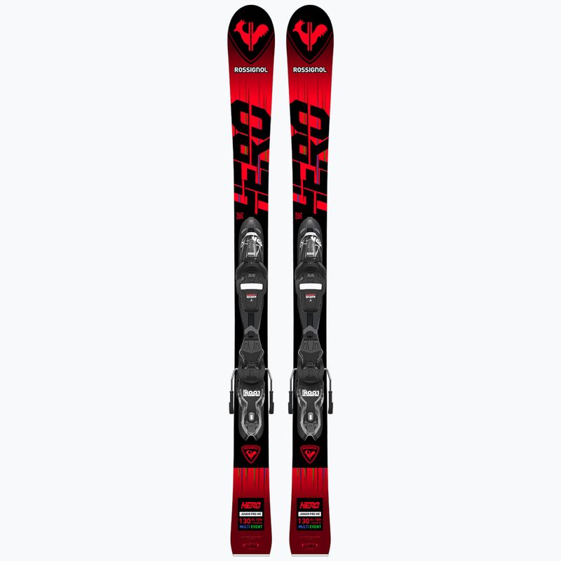 Sci da discesa per bambini Rossignol Hero Multi Event + attacchi XP7 rosso 10
