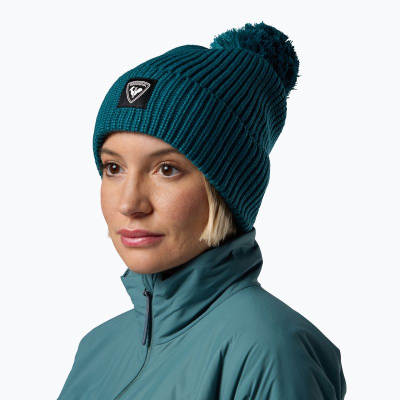 Cappello invernale Rossignol Strawpile Pompom Beanie transformative teal 4