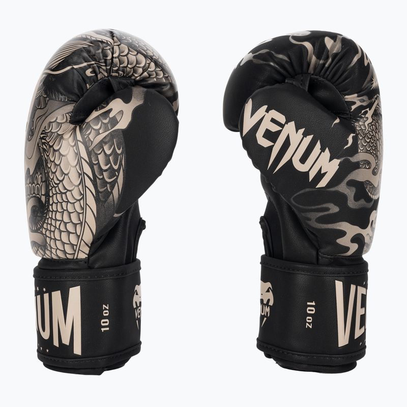 Guantoni da boxe Venum Dragon's Flight nero/sabbia 3
