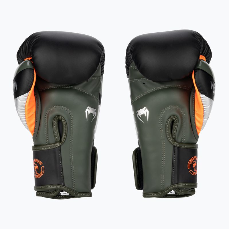 Guantoni da boxe Venum Elite nero/argento/kaki 2