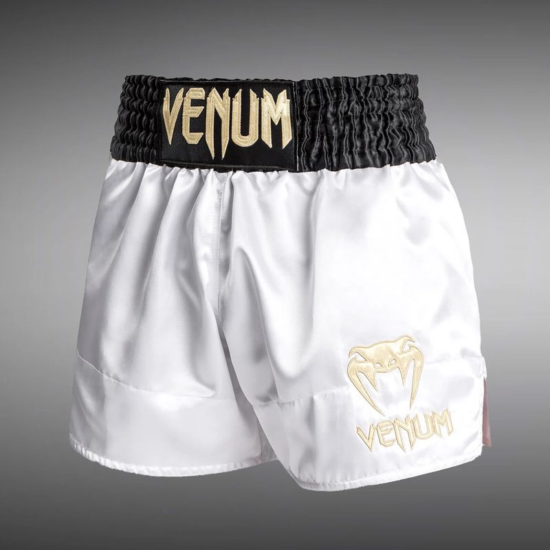 Pantaloncini da allenamento uomo Venum Classic Muay Thai bianco/oro/nero 3