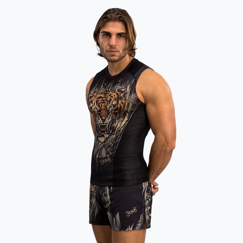 Venum Tiger Canotta Rashguard senza maniche da uomo nero/arancio neon 3