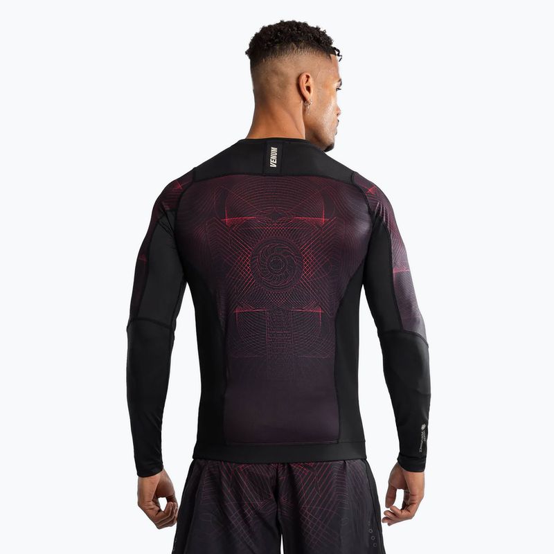 Rashguard Venum G-Fit Air a manica lunga da uomo nero profondo/rosso fuoco 2