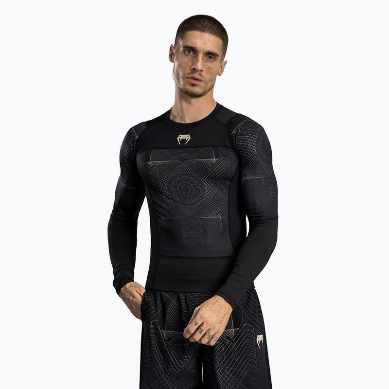 Rashguard Venum G-Fit Air a manica lunga da uomo nero profondo/sabbia del deserto