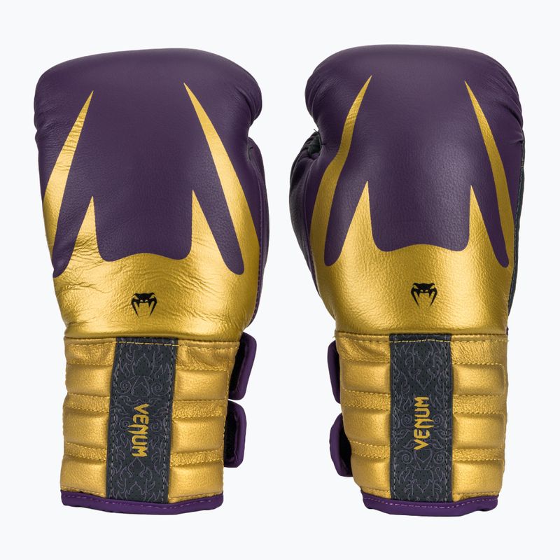 Guantoni da boxe Venum Reverso viola scuro/oro 2