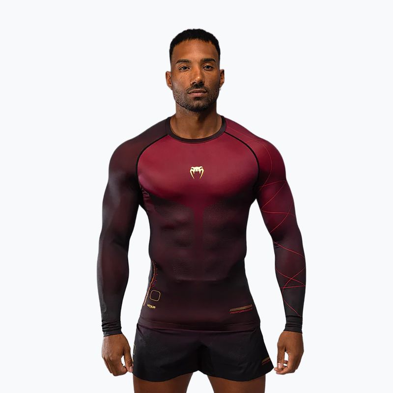 Rashguard Venum Tactical XT a manica lunga da allenamento da uomo nero/bordeaux/oro
