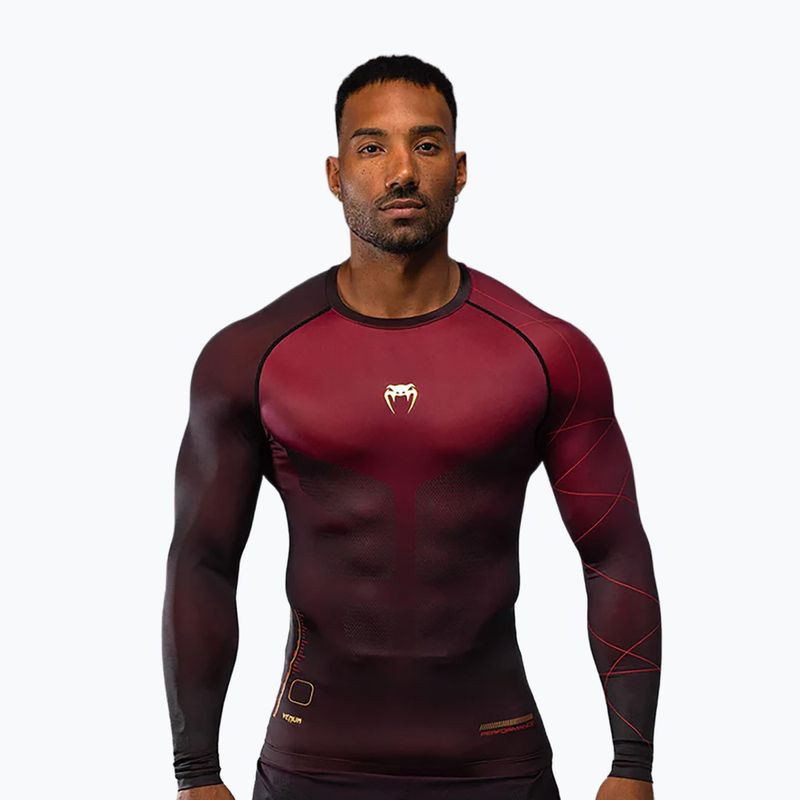 Rashguard Venum Tactical XT a manica lunga da allenamento da uomo nero/bordeaux/oro