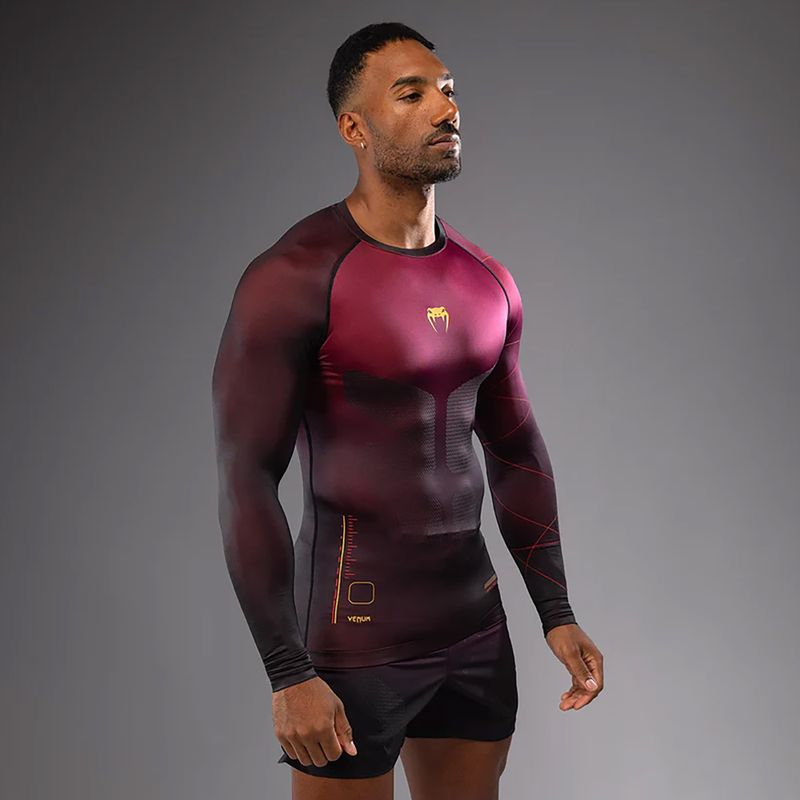 Rashguard Venum Tactical XT a manica lunga da allenamento da uomo nero/bordeaux/oro 3