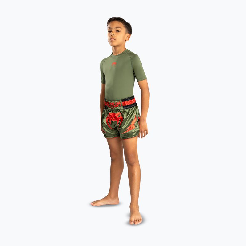 Pantaloncini da allenamento per bambini Venum Inferno Kids Muay Thai army green/orange 2
