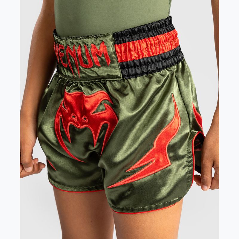 Pantaloncini da allenamento per bambini Venum Inferno Kids Muay Thai army green/orange 5