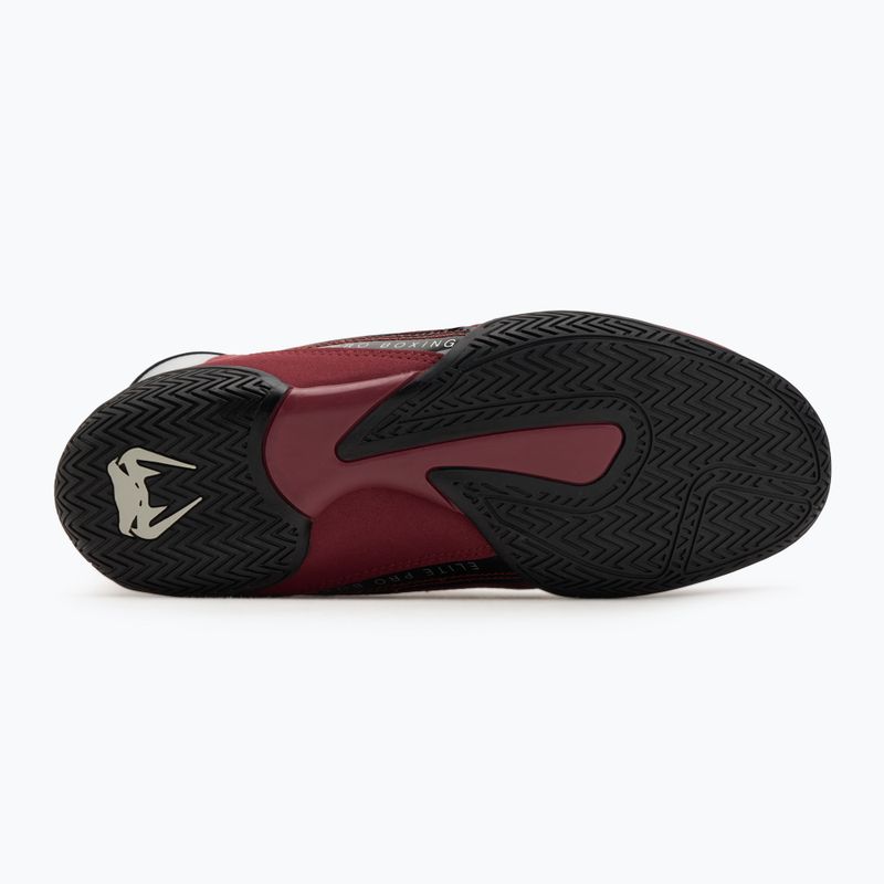 Scarpe da boxe Venum Elite, vino, mele e logo argento 4