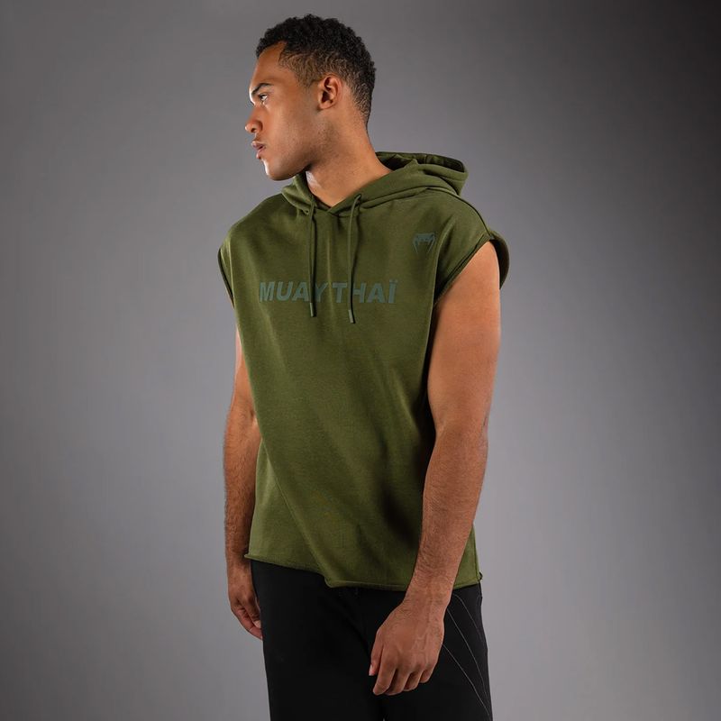 Felpa uomo Venum Muay Thai VT Sleeveless Hoodie military green 3