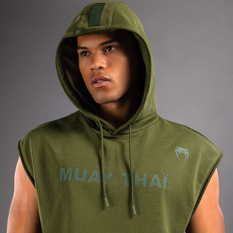 Felpa uomo Venum Muay Thai VT Sleeveless Hoodie military green 4