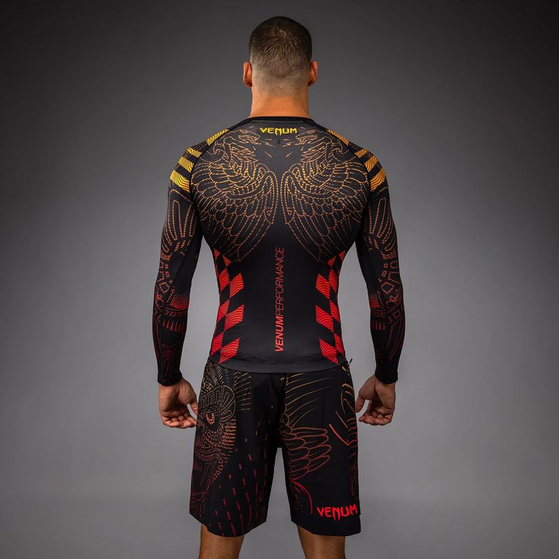 Rashguard a manica lunga da uomo Venum Quetzal Fury Rashguard black/fury red/tangerine 3