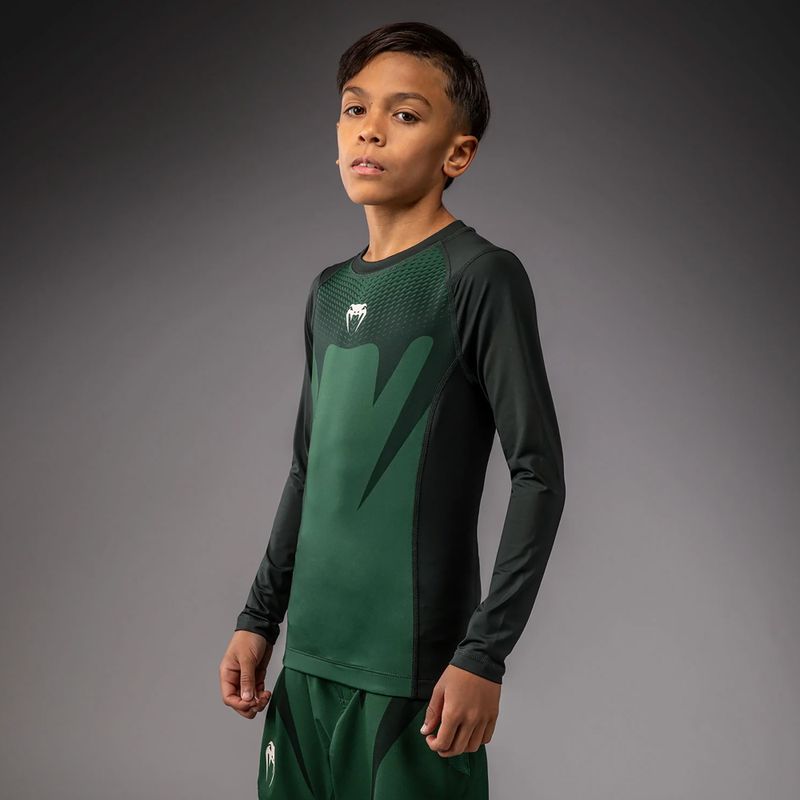 Rashguard bambino Venum Attack Kids Rashguard forest green/off white 3