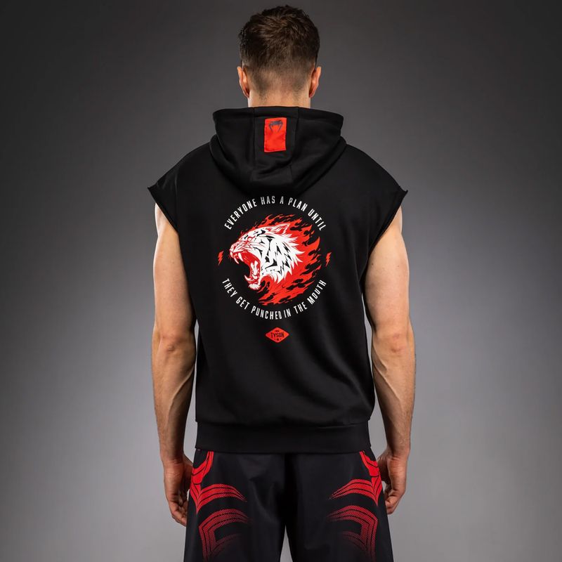 Felpa da uomo Venum x Mike Tyson Tiger senza maniche con cappuccio deep black/intense red 3