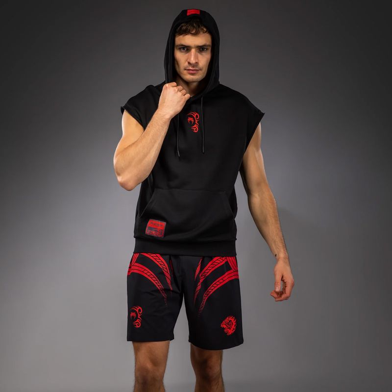 Felpa da uomo Venum x Mike Tyson Tiger senza maniche con cappuccio deep black/intense red 4