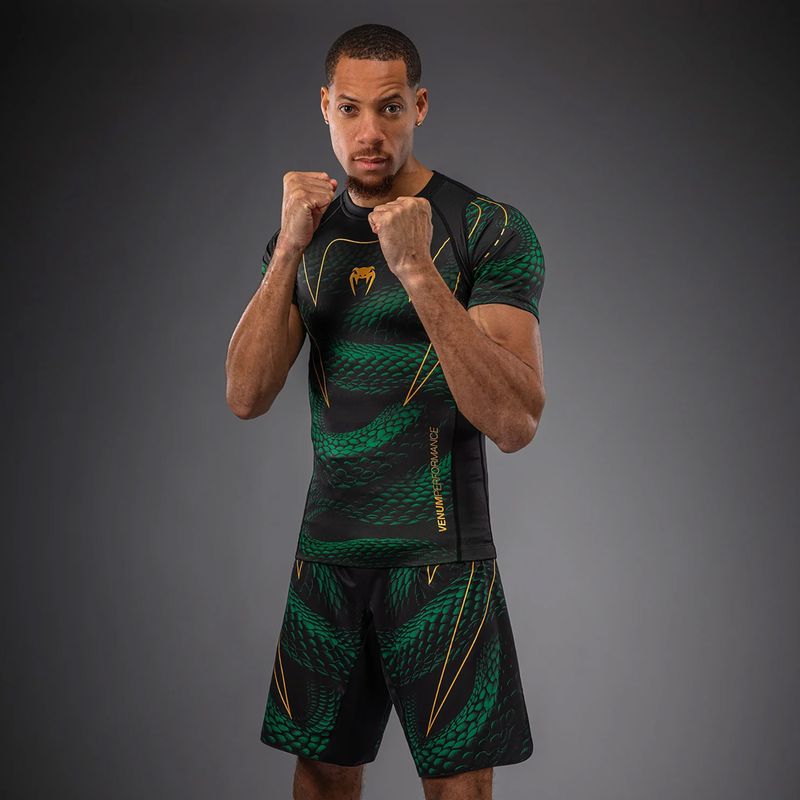 Rashguard da uomo Venum Matupa Short Sleeve black/green/gold 4