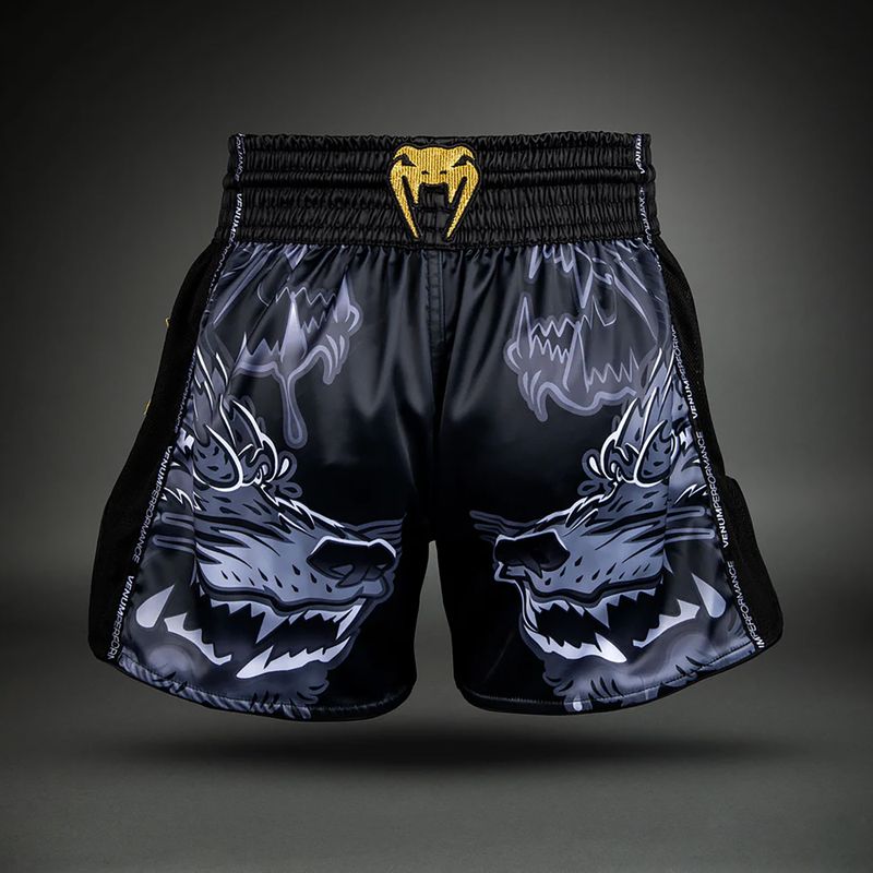 Pantaloncini da allenamento uomo Venum Wolf Attack Muay Thai Shorts black/grey 2