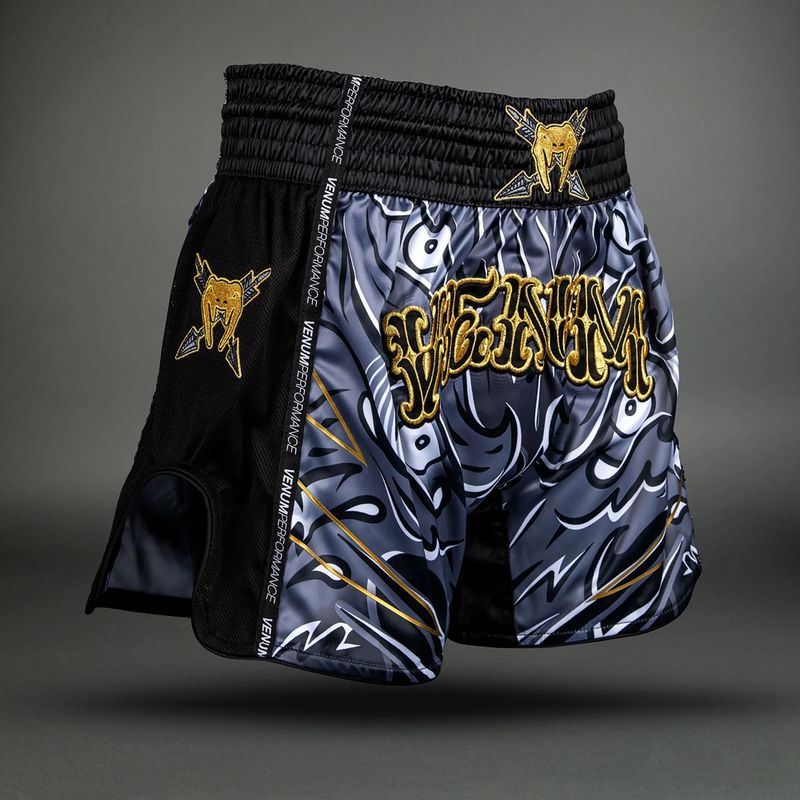Pantaloncini da allenamento uomo Venum Wolf Attack Muay Thai Shorts black/grey 3