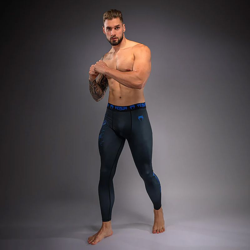 Leggings da allenamento uomo Venum Thunder Dragon Spats Black/Royal Blue 2