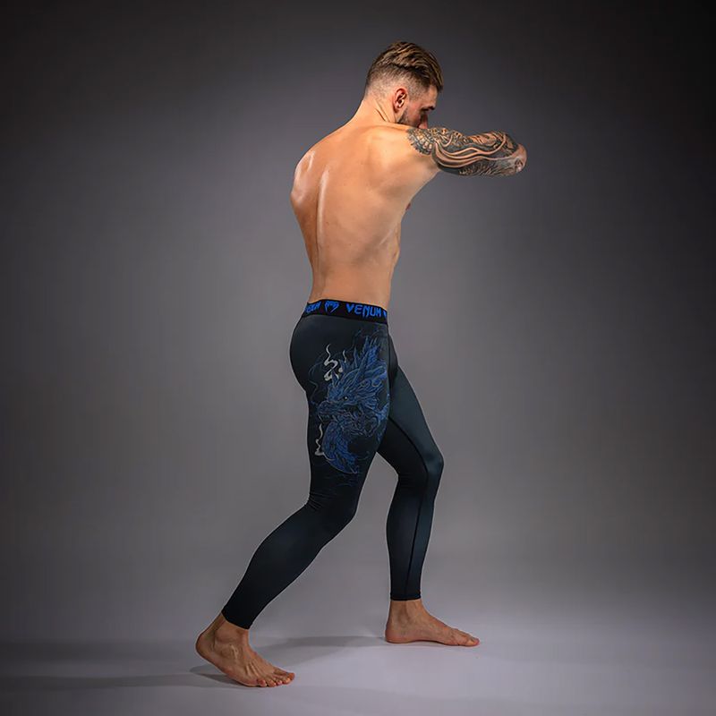 Leggings da allenamento uomo Venum Thunder Dragon Spats Black/Royal Blue 4