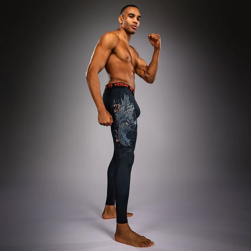 Leggings da allenamento uomo Venum Thunder Dragon Spats Black/Grey/Copper 3