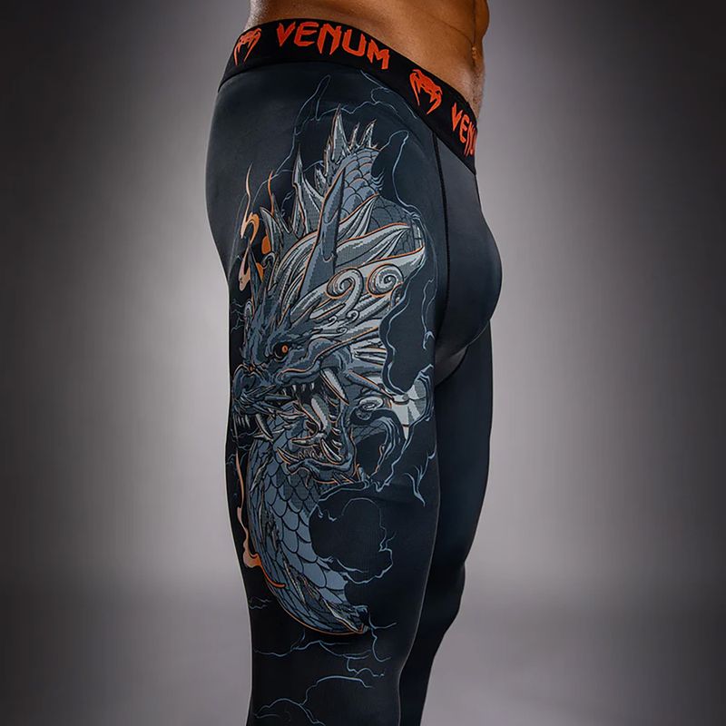 Leggings da allenamento uomo Venum Thunder Dragon Spats Black/Grey/Copper 5