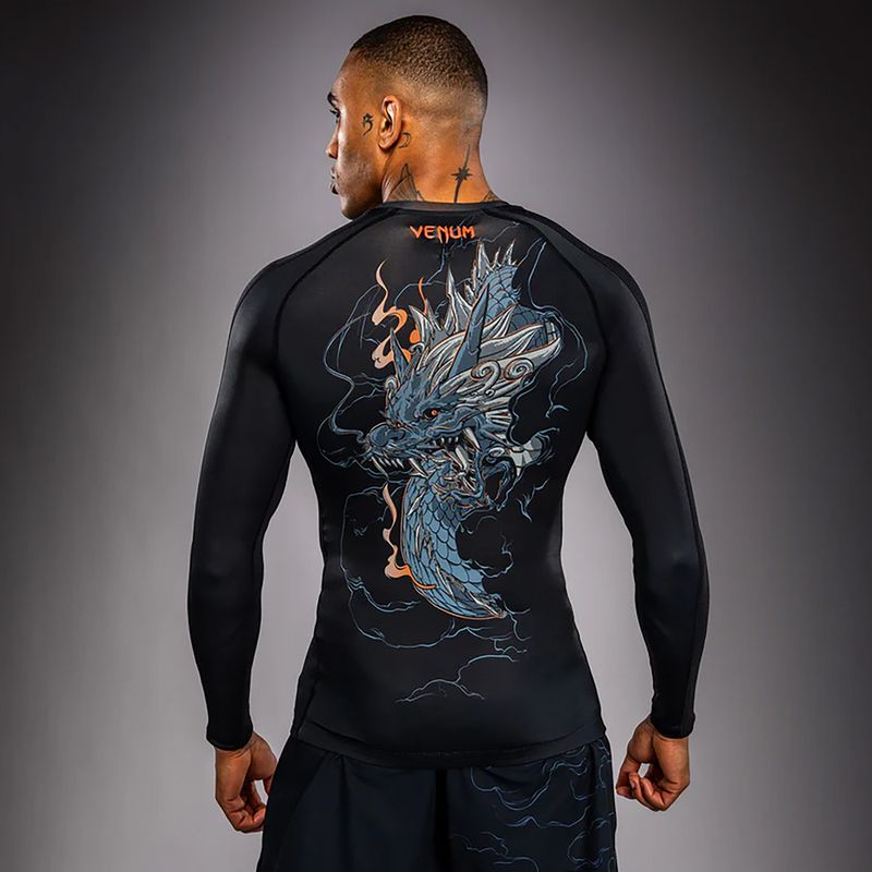 Rashguard a maniche lunghe da uomo Venum Thunder Dragon nero/grigio/rame 2