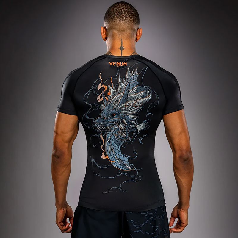 Rashguard da uomo Venum Thunder Dragon nero/grigio/rame 2