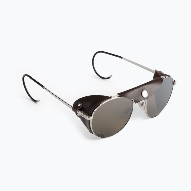 Occhiali da sole ROXY Blizzard da donna in pelle lucida argento/marrone