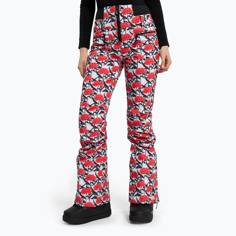 Pantaloni da snowboard donna ROXY Rowley X ROXY High bianco brillante/bianco rosso