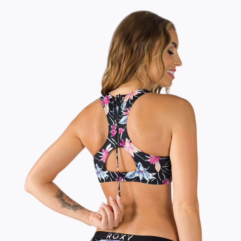 ROXY Active Crop Top top top da bagno antracite/floreale 3